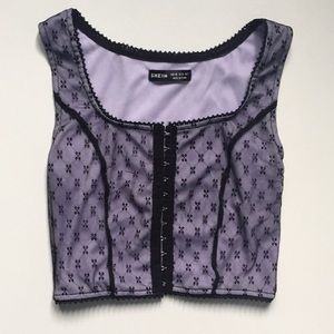 Hook and eye xs lace cropped tank top shein